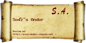 Soós Andor névjegykártya